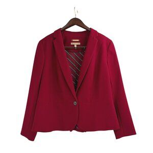 Talbots Womens Size 16P One-Button Blazer Classic Red Tailored Fit Structured
